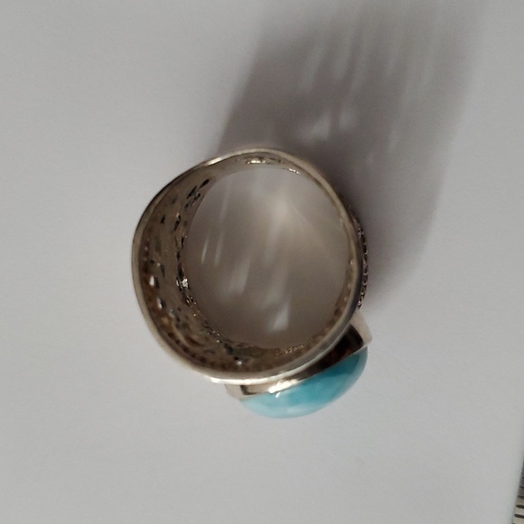 Sterling Silver 925 Larimar Filigree Ring - Picture 5 of 16
